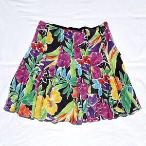 Lauren Ralph Lauren Flared Skirt Womens 14 Multicolored Floral Knee Length